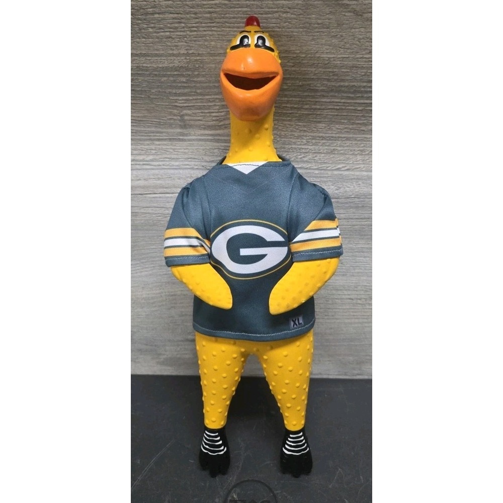 LE NFL Green Bay Packers Team Rubber Chicken Dog Toy B6